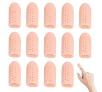 14Piezas Protector de Dedos de Gel Transpirable,Dedales de Silicona,Manga de Dedo,Protección para Dedos Después Lesiones,Funda Dedos Manos para No Morderse las Uñas,Ampollas,Grietas,Agrietados (Carne)