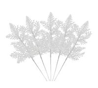 14piezas Ramas de Hojas Artificiales con Purpurina de Navidad,Ramas de árbol de Imitación,Decoración de árbol de Navidad,Adornos Navideños Blancos,para Hogares,Bodas,Fiestas