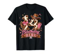 14th Birthday Girl Pink 14 Years Old Cowgirl Western Rodeo Camiseta