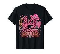 14th Birthday Girl Pink 14 Years Old Cowgirl Western Rodeo Camiseta
