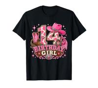 14th Birthday Girl Pink 14 Years Old Cowgirl Western Rodeo Camiseta