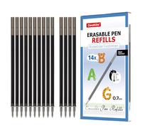 14x recambios de minas borrables negras - Compatibles con Legami - Punta: 0.7 mm, Altura: 13 cm - Recargas borrables para escuela/oficina
