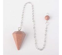 14X22MM de tamaño pequeño amatistas lapislázuli ópalo cristal claro piedra cono cadena radiestesia chakra péndulo hexagonal con cadena 1 pieza-piedra dorada