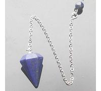 14X22MM Small Size Amethysts Lapis Opal Clear Crystal Stone Cone Chain Dowsing Chakra Hexagon Pendulum With Chain 1PC-Lapis Lazuli