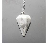 14X22MM Small Size Amethysts Lapis Opal Clear Crystal Stone Cone Chain Dowsing Chakra Hexagon Pendulum With Chain 1PC-White Turquoise