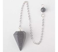 14X22MM Tamaño pequeño Amatistas Lapis Opal Clear Crystal Stone Cono Cadena Radiestesia Chakra Hexágono Péndulo con cadena 1PC-Blue gold stone