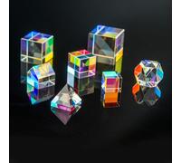 15 18 22mm RGB x-Cube Prisma combinador Divisor Cruz poliedro dicroico pirámide física enseñanza decoración fotografía Lente(15mm 6-Sides Prism)