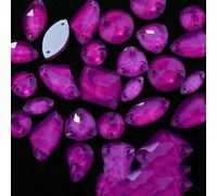 15/20/35 piezas de cristales de neón para coser, varios tamaños, estrás verde, piedras brillantes planas, accesorios de costura, cristales de diamante morado, 20 piezas de formas variadas