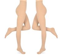 15-20 mmHg Medias de compresión médicas largas para hombre y mujer, 2 pares de medias de compresión graduadas, medias de apoyo, leggins de compresión para mujer para varices y edema, color beige L