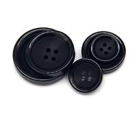 15/25/30mm Resina imitación cuerno negro botones grandes para la ropa del suéter de la capa del juego de la vendimia Decoración de bricolaje, NO.5 Negro, 25mm 10pcs