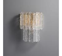 15.3In Modern Crystal Glass Wall Lamp Nickel Wall Sconce Crystal Wall Light Fixtures for Living Room Bedside Hallway Stairway Wall Lamps E14