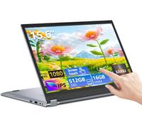 15,6" Ordenador Portátil, 2 en 1 PC Portátil Ryzen R3-3200U CPU, Portatil Gaming 16GB LPDDR4 512GB SSD, Pantalla táctil IPS de 1920x1080 con Giro de 360°, Mini-HDMI RJ45 Tipo C, Apto para Estudiantes
