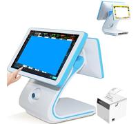 15,6 pulgadas Cajón Portamonedas Caja Registradora,Sistema integrado,Terminal TPV con impresora y 10 rollos de papel,teclado e impresora para oficinas y restaurantes,i5