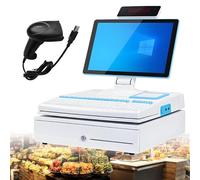 15,6 pulgadas Terminal TPV con escáner portátil, impresora integrada de 58 mm, Pantalla Cajas Registradoras Comercio, punto de venta para fábricas, para empresas y negocios, con Windows 10 C-4+64GB