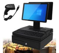 15,6 pulgadas Terminal TPV con escáner portátil, impresora integrada de 58 mm, Pantalla Cajas Registradoras Comercio, punto de venta para fábricas, para empresas y negocios, con Windows 10 F-4+64GB