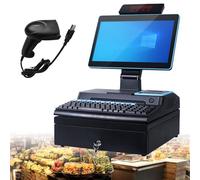 15,6 pulgadas Terminal TPV con escáner portátil, impresora integrada de 58 mm, Pantalla Cajas Registradoras Comercio, punto de venta para fábricas, para empresas y negocios, con Windows 10 G-4+64GB