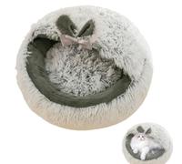 15.75 Inch Cat Bed Cave, Plush Winter Cat & Dog Cave Bed, Hooded Calming Pet Nest with Removable Washable Cushion, Anti-Slip Design for Small/Medium Pets (Gray, L)