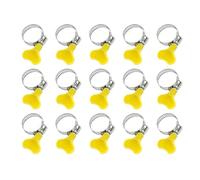 15 abrazaderas de manguera de acero inoxidable de 8-38 mm, 7 tamaños, ajustables, con mango de plástico amarillo, con giro manual, for tubos de tornillo sin fin.(15pcs 8-12mm)