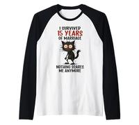 15º Aniversario de Boda, sobreviví a 15 años de Matrimonio Camiseta Manga Raglan
