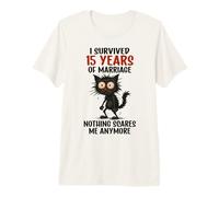 15º Aniversario de Boda, sobreviví a 15 años de Matrimonio Camiseta Premium