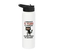 15º aniversario de boda, sobreviví a 15 años de matrimonio Stainless Steel Insulated Water Bottle