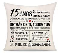 15 Años Cumpleaños Funda de Cojín Regalos para Chicas Chicos Hija Hijo Hermana Hermano Nieta Sobrina Amigas Amigos Regalos del Inspirador 15 Años Feliz Cumpleaños Regalo Funda de Almohada (15)