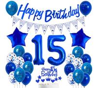 15 Años Cumpleaños Niño Azul Marino, Decoración 15 Años Cumpleaños Azul, Globos 15 Años Cumpleaños Azul, Decoración Fiesta 15 Años Niño, Azul Globos 15 Años Cumpleaños Niño Niña