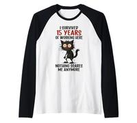 15 años de Aniversario de Trabajo, sobreviví 15 años de Trabajo Camiseta Manga Raglan