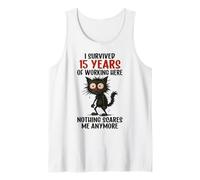 15 años de Aniversario de Trabajo, sobreviví 15 años de Trabajo Camiseta sin Mangas