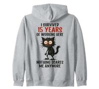 15 años de Aniversario de Trabajo, sobreviví 15 años de Trabajo Sudadera con Capucha