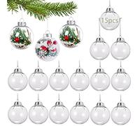15 Bolas de acrílico para Manualidades, Bolas de plástico Transparente, 6cm Bolas de acrílico Transparente, Bolas rellenables, Ideales para Manualidades de Bolas Decorativas, Bolas de Navidad