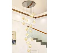 15 bolas de vidrio escalera lámpara de lámpara de mierda gypsophila lámpara de techo de cristal larga tonta colgante que aplica escaleras, pasillo, sala de estar, edificio dúplex, villa (dorado de