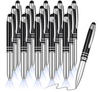 15 bolígrafos LED con punta de lápiz, bolígrafo capacitivo multifunción con linterna LED, 1,0 mm de tinta negra de metal para pantallas táctiles, bolígrafo 3 en 1
