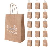 15 bolsas de papel con asa "Schön Dass Du Da Bist" bolsas de regalo de papel de estraza 15 x 8 x 21 cm