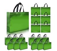15 bolsas de regalo de color verde claro brillante de 12.6 x 4.7 x 11 pulgadas, bolsas de fiesta reutilizables no tejidas con base resistente para cumpleaños, boda, Pascua, regalos de vacaciones