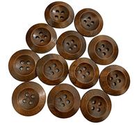 15 botones clásicos de madera de castaño de 25 mm, color marrón oscuro (Marrón-25mm)