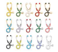 15 broches de estetoscopio, insignia creativa, banquete, bufanda, alfileres de solapa, para médicos, enfermeras, estudiantes, Medium, Poliéster, No es una piedra preciosa