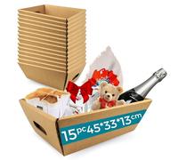 15 Cajas de Cartón sin Tapa 45x33x13 cm - Cajas para Cestas de Regalo | Ideales para Lotes de Navidad, Regalos de Empresa y Detalles