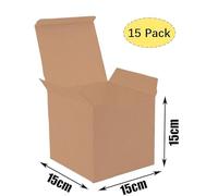 15 cajas de regalo de papel kraft, cajas de cartón con tapa, caja de regalo cuadrada, 15 x 15 x 15 cm, ideal para regalos, fiestas, cumpleaños, bodas
