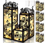 15 centros de mesa de fiesta musical, cajas de notas musicales de papel con luces para decoración occidental, vaquero, cumpleaños de rock, aula, decoración retro de comedor