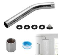 15 cm G1/2 Alargador de ducha rígido universal, extensión para ducha con tubo adicional para brazo de ducha en codo, con cinta selladora, filtro y 4 juntas