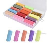 15 Colores Cordones Encerados Cuerdas Multicolores 0,45 mm Cordones de Hilo de Cera Trenzados con Caja de Almacenamiento para Manualidades DIY Fabricación de Joyas Pulsera, 40 m/rollo (Colores cálido)