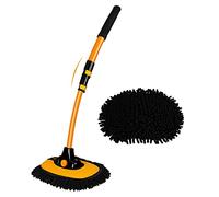 15° Curvo Cepillo Lavar Coche con Mango 43" Varilla Aleación De Aluminio Telescopico Limpieza Autocaravanas Accesorios para Camiones Kit Microfibra Lavado Productos Brochas Plumero Pintura Sin Raya