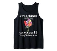 15 de agosto Nacimiento Flor Gladiolo Y Amapola Cumpleaños de agosto Camiseta sin Mangas