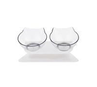 15-Degree Tilted Cat Food Bowl, Double Dishes, Raised with Stand, Type 288, Pet Feeding Basic Bowl