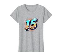 15 e imparable: Regalo de cumpleaños para Adolescentes Camiseta, Mujer, Gris Jaspeado, 3XL