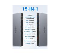 (15 en 1) Estaciones de acoplamiento para portátiles, base USB C, adaptador de pantalla con HDMI 4K,