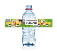 15 Etiquetas personalizadas para fiestas y cumpleaños: modelo CARS. Tamaño botellas de agua 33 cl.