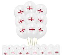 15 globos de la bandera de Inglaterra de 10 pulgadas, globos de látex de helio rojo y blanco para el día de San Jorge, partidos de fútbol, celebraciones deportivas y fiestas para interiores y