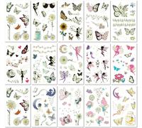 15 Hojas Pegatinas Temporales De Mariposas De Hadas De Dibujos Animados Que Brillan En La Oscuridad Impermeables Para Niños